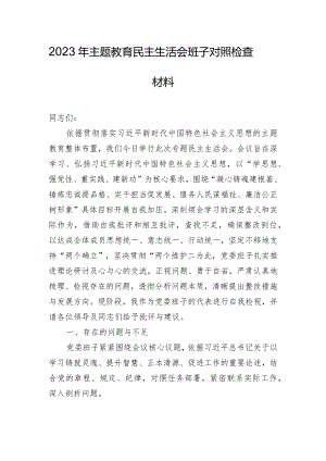 2023年主题教育民主生活会班子对照检查材料.docx
