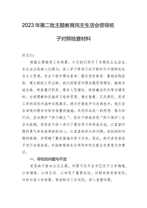 2023年第二批主题教育民主生活会领导班子对照检查材料.docx