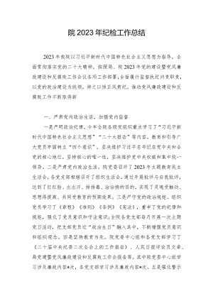 院2023年纪检工作总结.docx