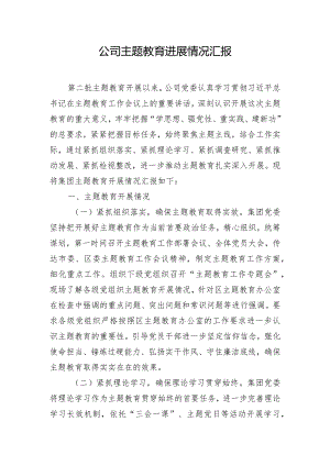 公司主题教育进展情况汇报.docx