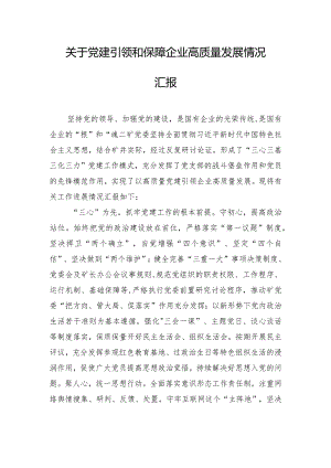 关于党建引领和保障企业高质量发展情况汇报.docx