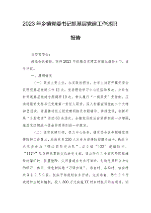 2023年乡镇党委书记抓基层党建工作述职报告.docx