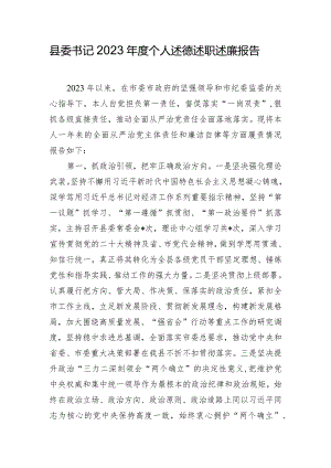 县委书记2023年度个人述德述职述廉报告.docx
