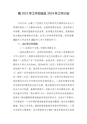 镇2023年工作总结及2024年工作计划.docx