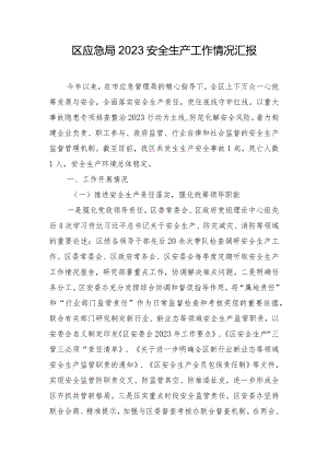 区应急局2023安全生产工作情况汇报.docx