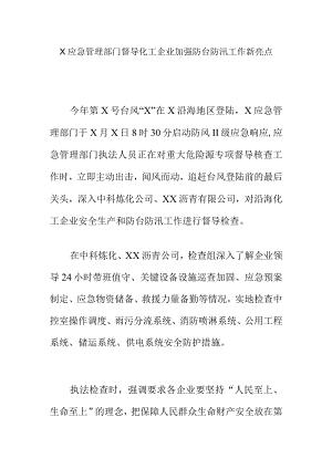 X应急管理部门督导化工企业加强防台防汛工作新亮点.docx
