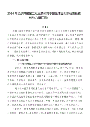 2024年组织开展第二批专题教育专题生活会对照检查检查材料（八篇汇编）.docx
