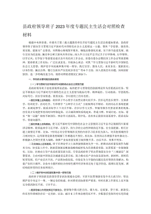 县政府领导班子2023年度专题民主生活会对照检查材料.docx