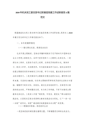 2024年机关党工委支部书记抓基层党建工作述职报告2篇范文.docx