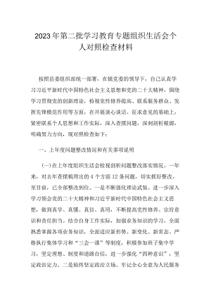 2023年第二批学习教育专题组织生活会个人对照检查材料.docx