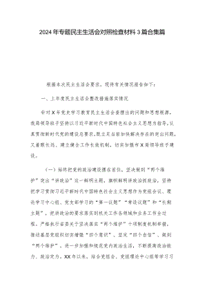 2024年专题民主生活会对照检查材料3篇合集篇.docx