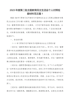 2023年度第二批主题教育民主生活会个人对照检查材料范文2篇.docx