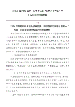 多篇汇编2024年关于民主生活会“新的六个方面”突出问题检视检查材料.docx