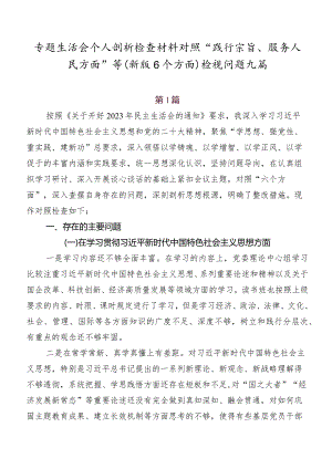 专题生活会个人剖析检查材料对照“践行宗旨、服务人民方面”等(新版6个方面)检视问题九篇.docx