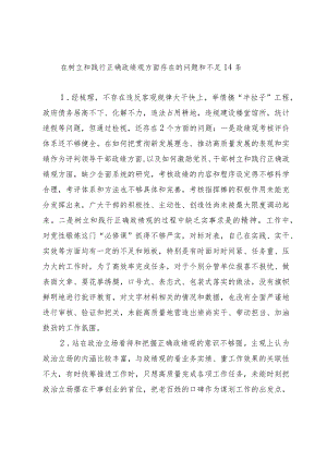 在树立和践行正确政绩观方面存在的问题和不足14条.docx