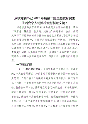 乡镇党委书记2023年度第二批主题教育民主生活会个人对照检查材料范文2篇.docx