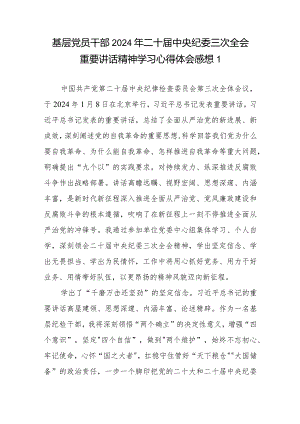 基层党员干部2024年二十届中央纪委三次全会重要讲话精神学习心得体会感想共4篇.docx
