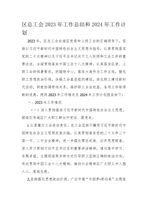 区总工会2023年工作总结和2024年工作计划.docx