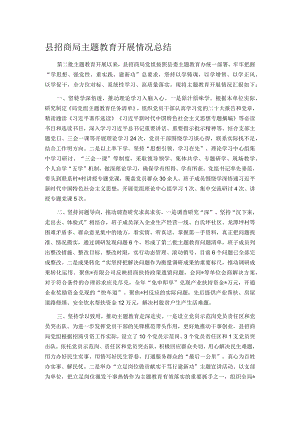 县招商局主题教育开展情况总结.docx
