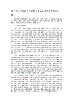 班子成员主题教育专题民主生活会对照检查发言材料.docx