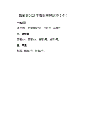 鲁甸县2023年农业主导品种个.docx