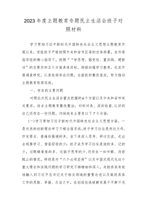 2023年度班子围绕“维护党中央权威和集中统一领导、践行宗旨服务人民等六个方面对照材料.docx