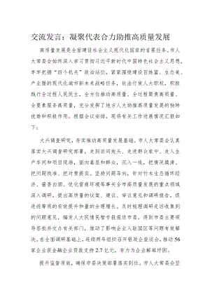 交流发言：凝聚代表合力 助推高质量发展.docx