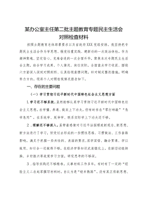 某办公室主任第二批主题教育专题民主生活会对照检查材料.docx