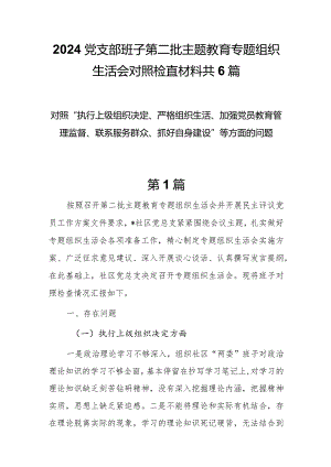 党支部对照 “执行上级组织决定、严格组织生活、加强党员教育管理监督、联系服务群众、抓好自身建设”分析总结材料共6篇.docx