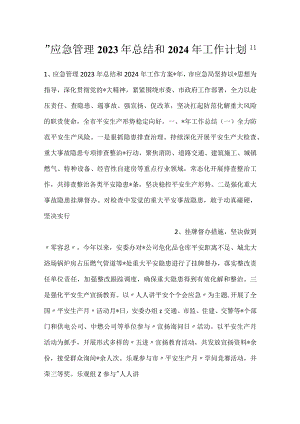 -应急管理2023年总结和2024年工作计划-.docx