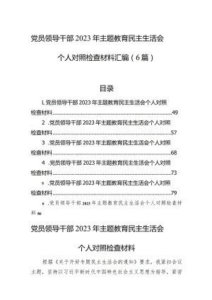 党员领导干部2023年主题教育民主生活会个人对照检查材料汇编（6篇）.docx