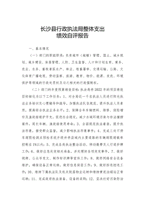 长沙县行政执法局整体支出绩效自评报告.docx