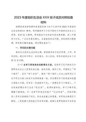 2023年度组织生活会班子成员对照检查材料.docx