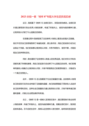 2023央视一套“榜样8”专题大学生团员观后感.docx