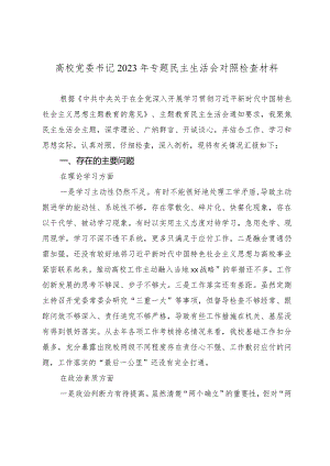 2篇高校党委书记2023-2024年专题民主（组组）生活会对照六个方面个人对照检查材料.docx