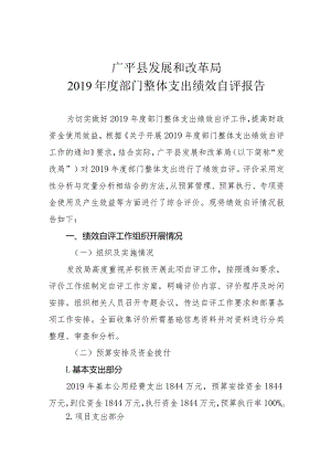 广平县发展和改革局2019年度部门整体支出绩效自评报告.docx