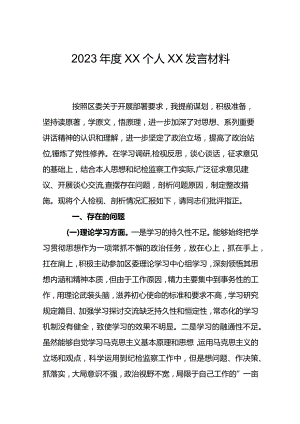 2023年度XX个人XX发言材料.docx