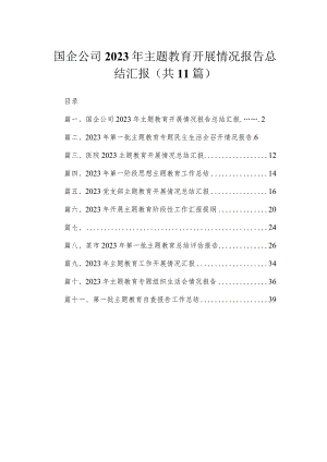 国企公司2023年专题教育开展情况报告总结汇报范文精选(11篇).docx
