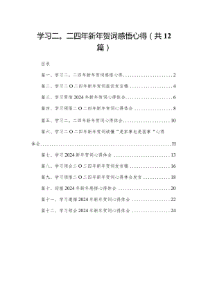 学习二〇二四年新年贺词感悟心得最新版12篇合辑.docx