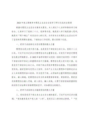 库2023年度主题教育专题民主生活会会前学习研讨交流发言提纲.docx