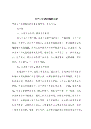 电力公司述职报告范文.docx