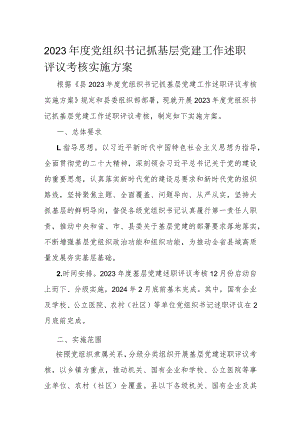 2023年度党组织书记抓基层党建工作述职评议考核实施方案.docx