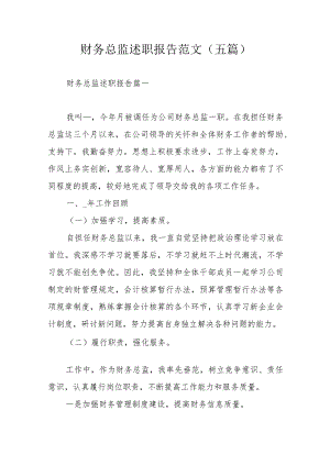 财务总监述职报告范文（五篇）.docx