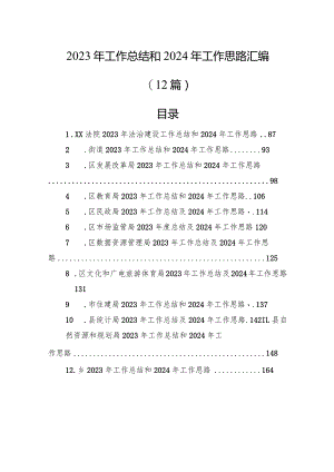 2023年工作总结和2024年工作思路汇编（12篇）.docx