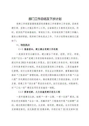 公司党群工作部2023年工作总结及下步计划.docx