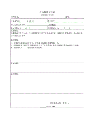 拆除模板分项工程旁站监理记录表.docx