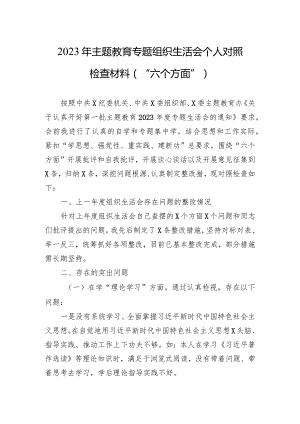 2023年主题教育专题组织生活会个人对照检查材料 5篇.docx