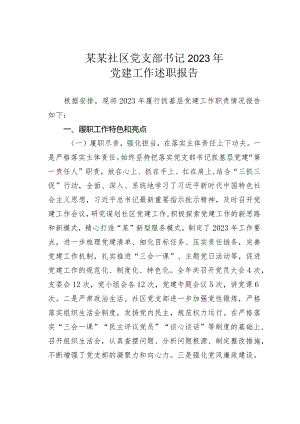 某某社区党支部书记2023年党建工作述职报告.docx