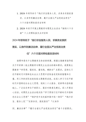 2篇：2024年班子开展主题教育专题民主生活会“新的六个方面”对照检查及点评材料范文.docx