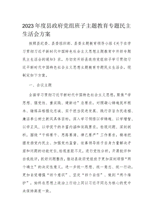 2023年度县政府党组班子主题教育专题民主生活会方案.docx